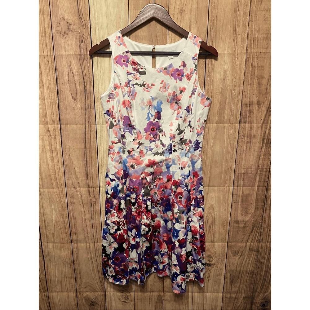 NYCO size 8 floral dress white pink purple New York & company floral summer